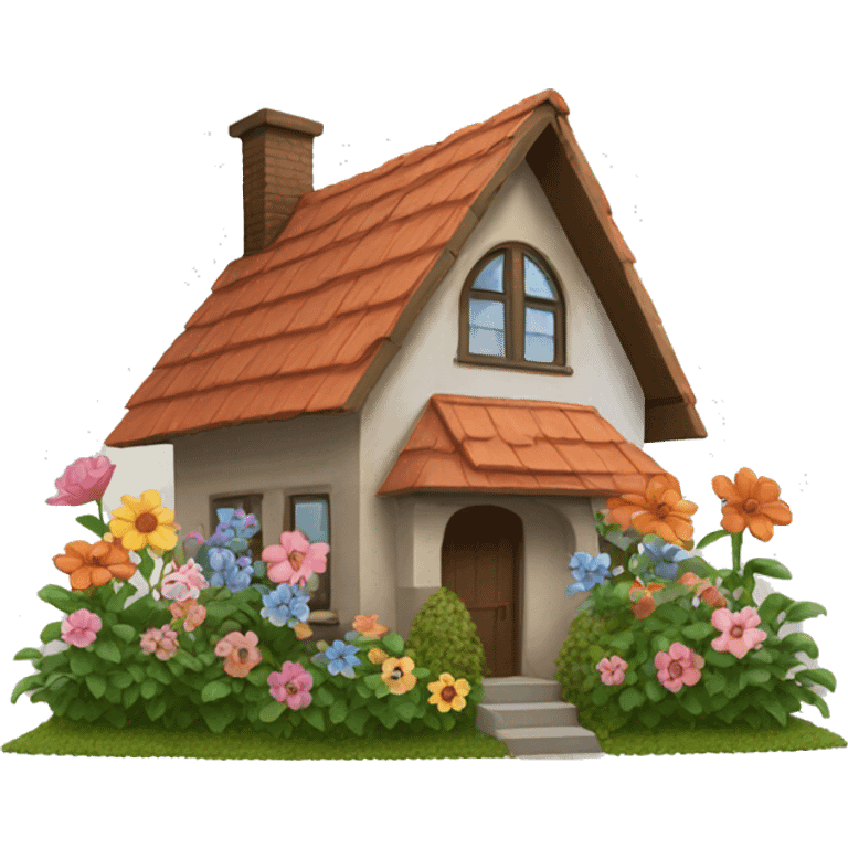 house with flowers in front emoji