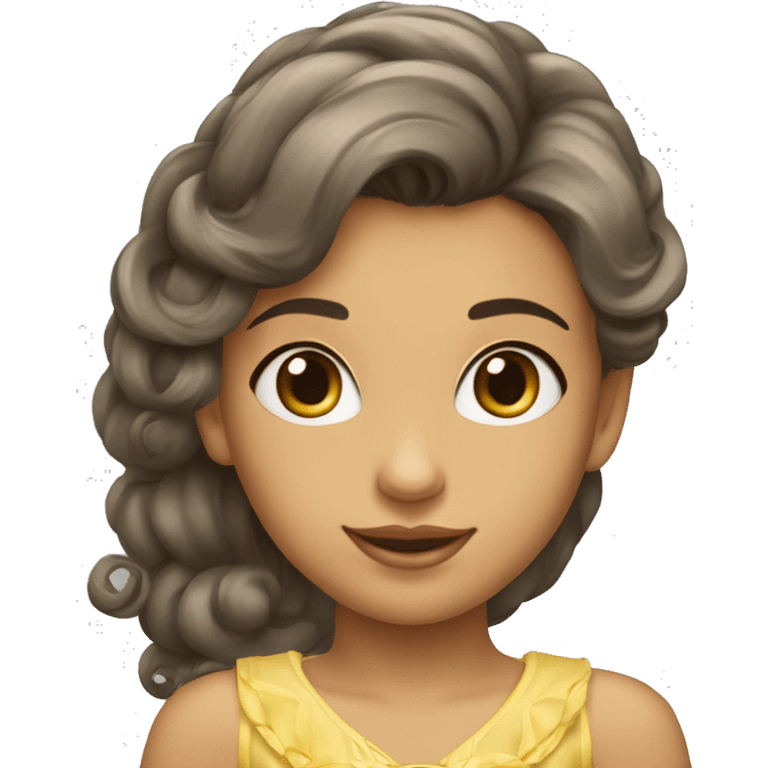 Uma princesa de olhos azuis,cabelo loiro liso e jovem emoji