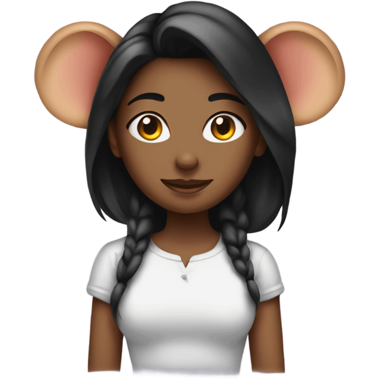 Beautiful girl with mouse ears emoji