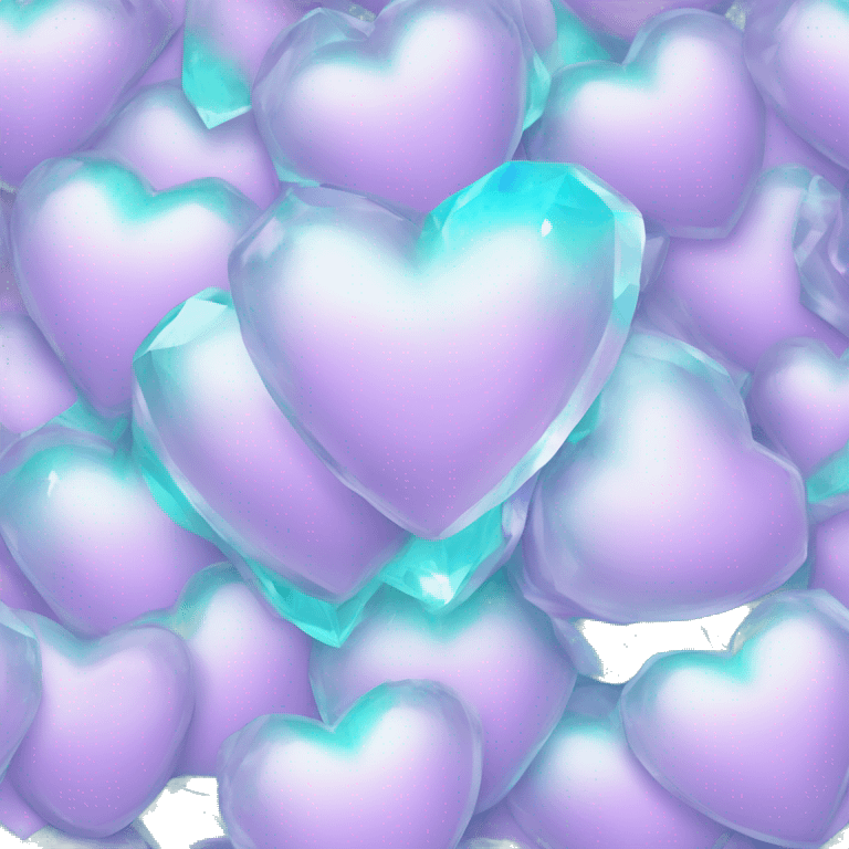 pastel lilac and cyan iridescent crystal heart emoji