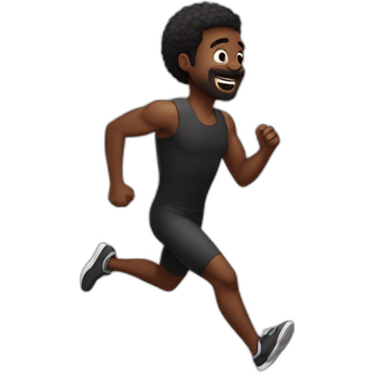 a black faced man running emoji