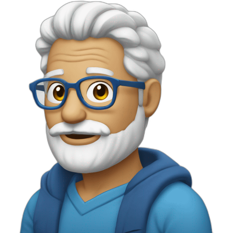 Abuelo lentes azules pelo corto y barba corta emoji