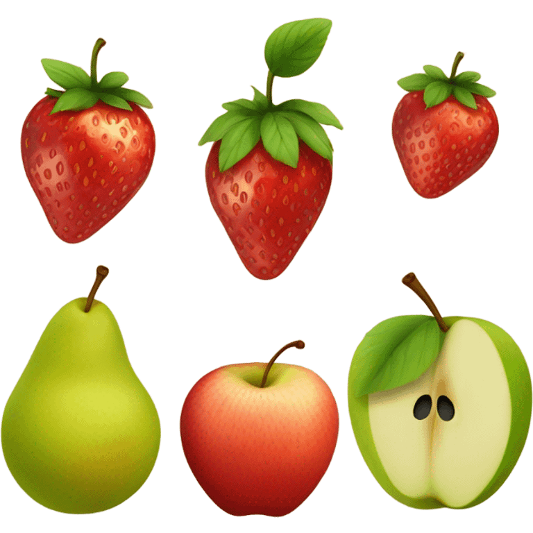 Strawberry, pear, apple emoji