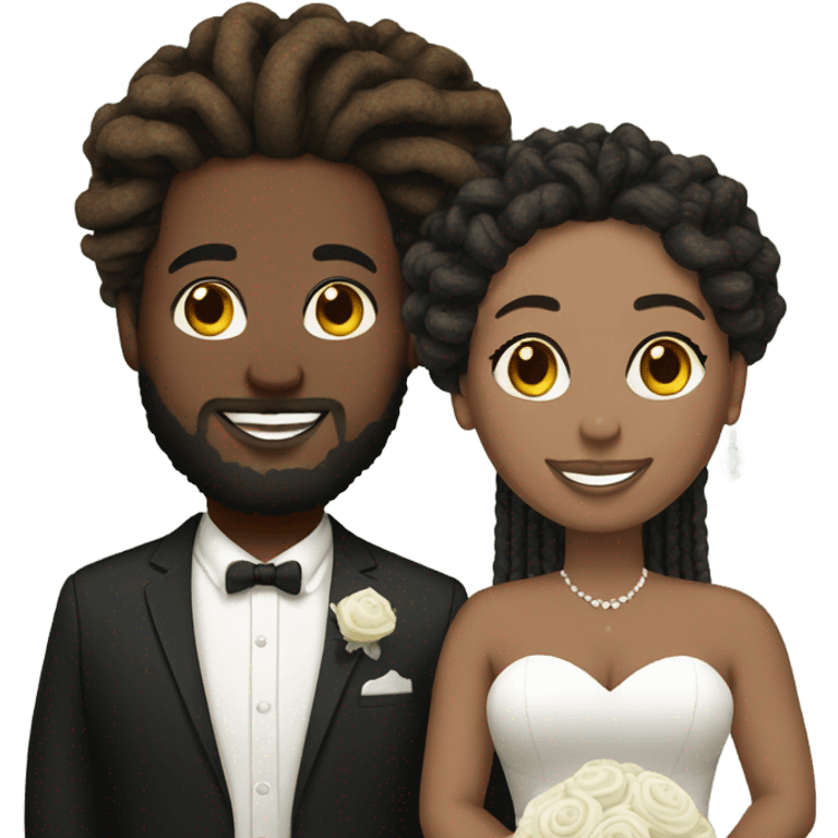 Plus size couple with locs wedding pale emoji