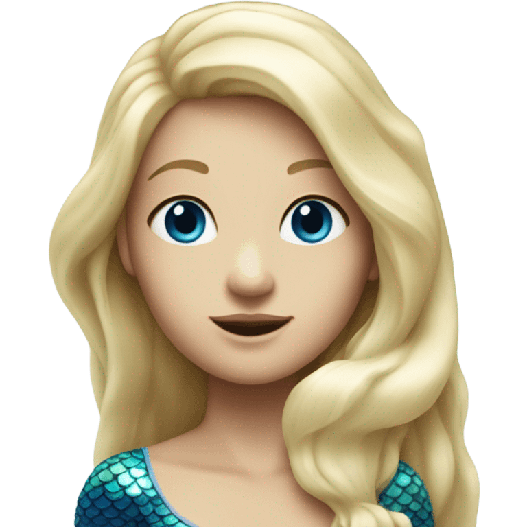 White skin blonde mermaid blue tail emoji