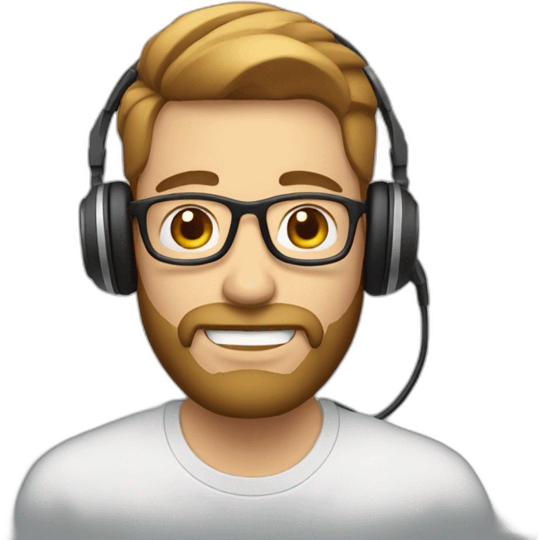 Video editor guy with light beard face with a headphone  emoji