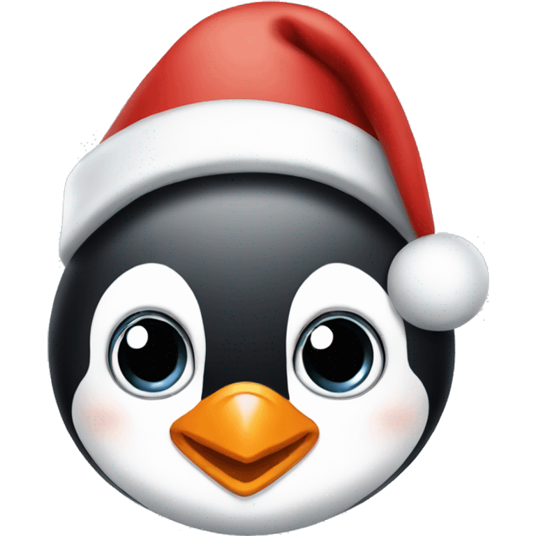 cute penguin with santa hat emoji