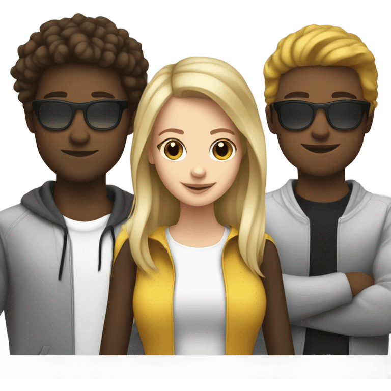 a white girl, a brown girl, and a white guy DJing together emoji