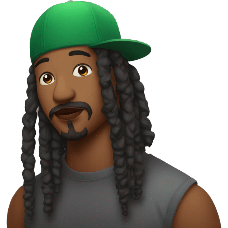 Persona con piercing en los labios con gorra y rastas emoji