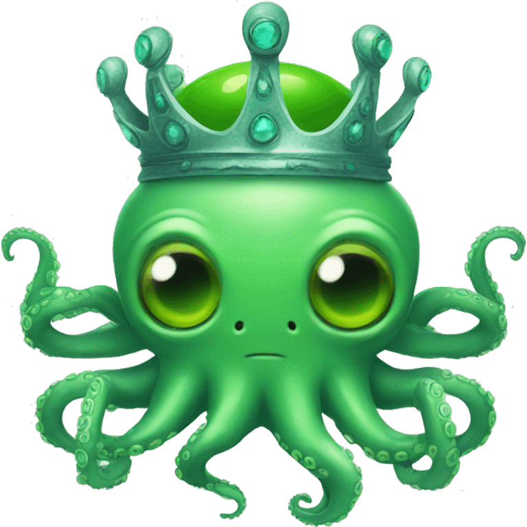 green Alien Octopus with crown emoji