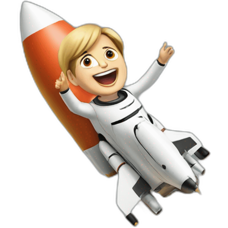 Merkel on a rocket emoji