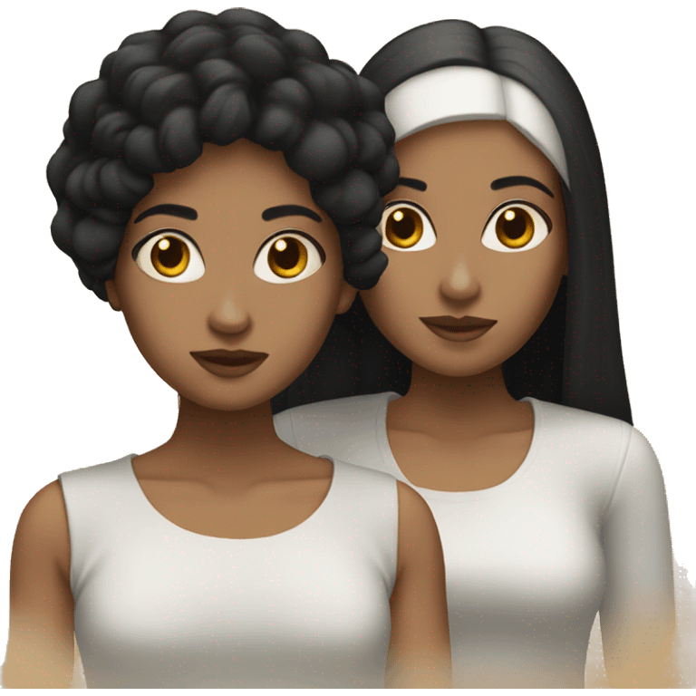 Two white sisters black hair emoji