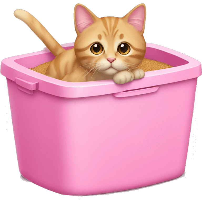 Pink litter box with litter  emoji