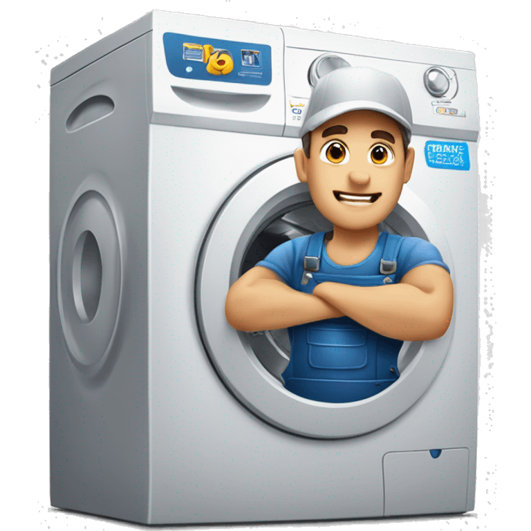 beautiful strong washing machine repair men emoji