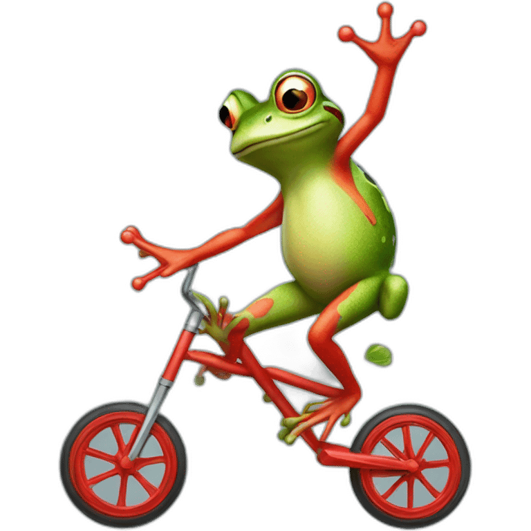 A t-posing frog riding a red unicycle emoji