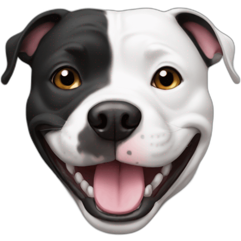 Black white Staffy smile emoji