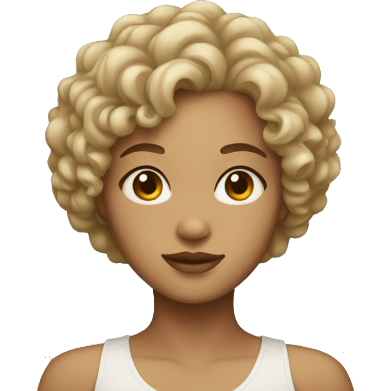 light skin girl with curly short hair emoji