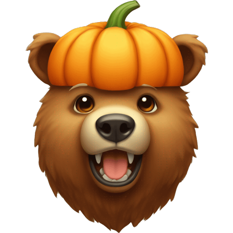 a cute bear with a little pumpkin on his head emoji