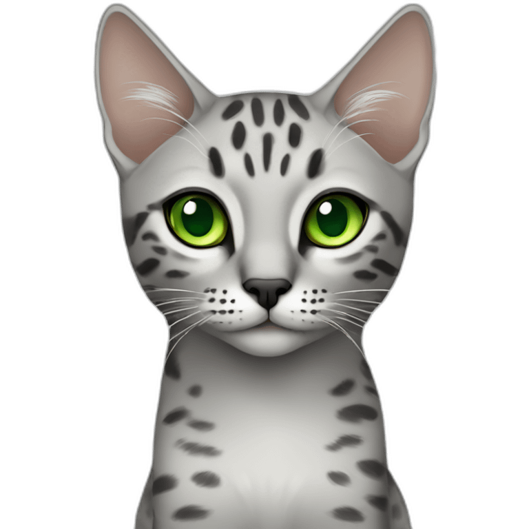 Egyptian Mau cat with green eyes emoji