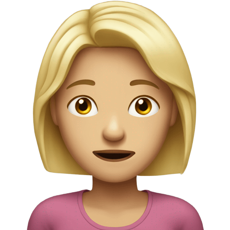 blond haired woman looking very stressed  emoji