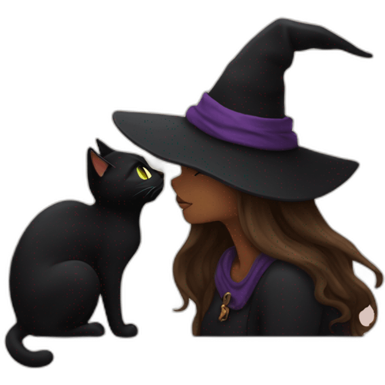 witch kissing to a black cat emoji