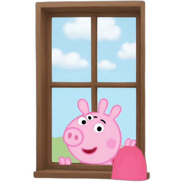 Peppa pig behind a window emoji