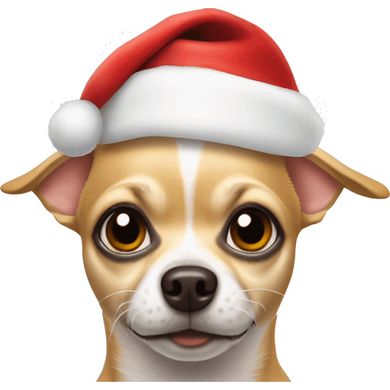 Chihuahua wearing Santa hat emoji