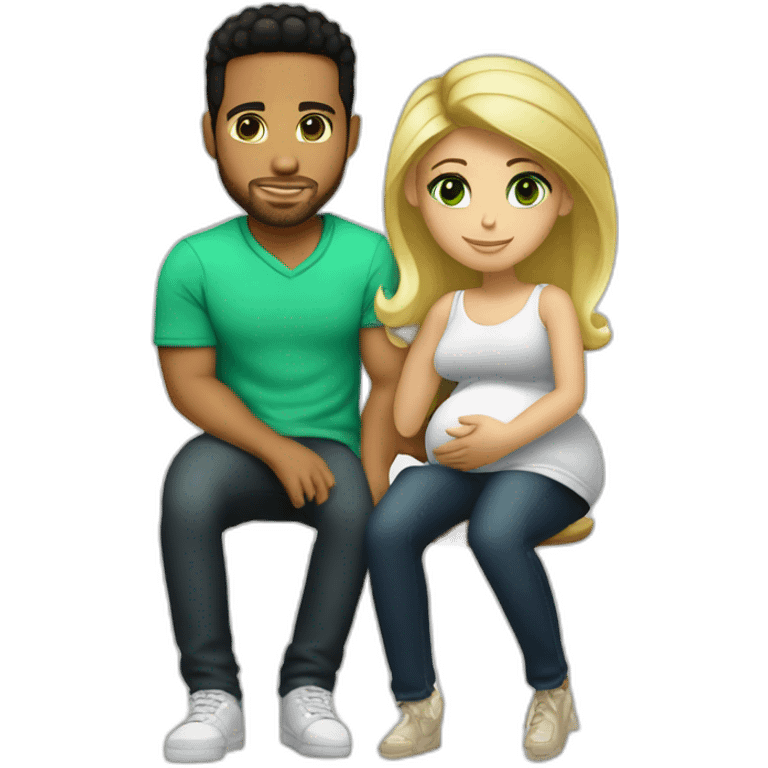 Romeo Santos with pregnant blond girl and green eyes pregnent emoji