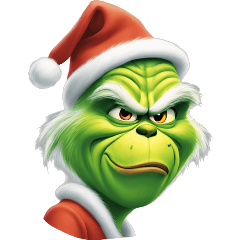 The grinch doing a chad/smolder face emoji