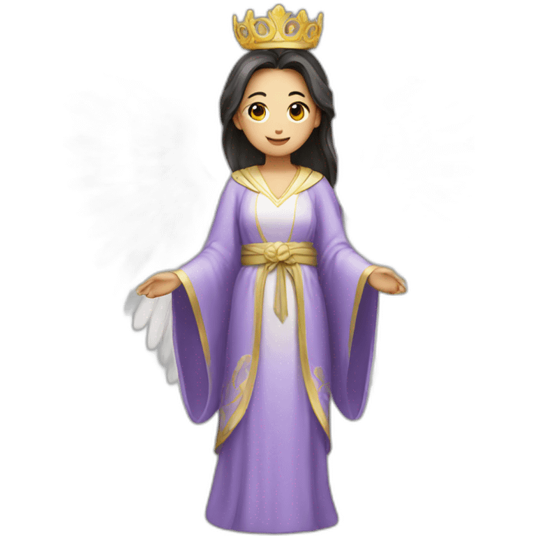 Female Asian angel with a crown, wings and robe emoji