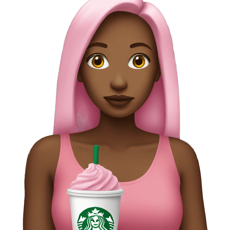 Girl drinking Starbucks pink drink emoji