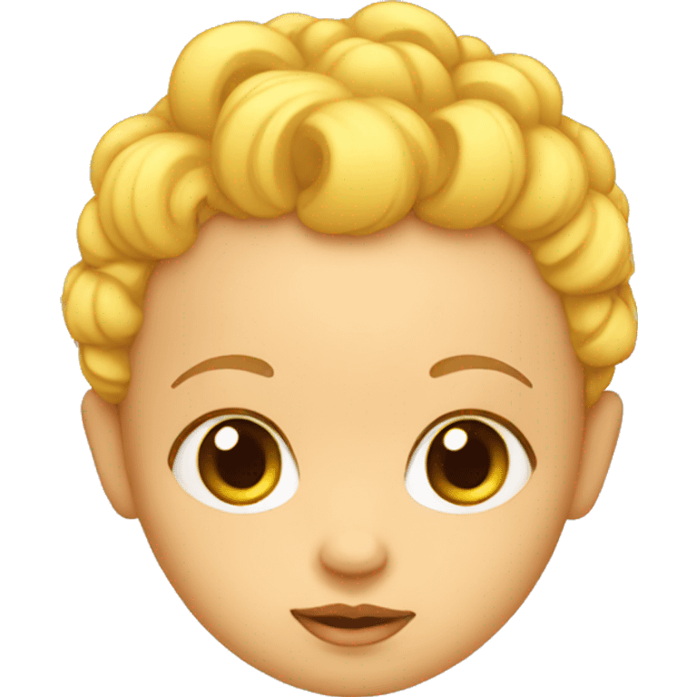 yellow baby, no hair, curl on top of head emoji