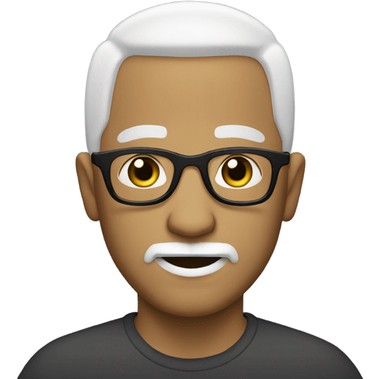 Bald man white goatee beard black eyes and glasses  emoji