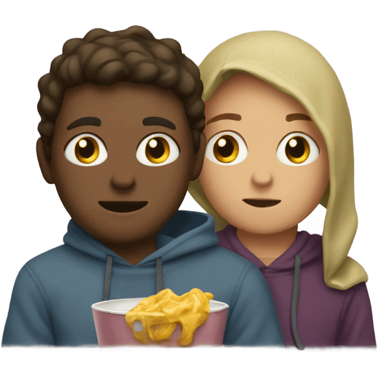 boys in hoodies together watching TV emoji