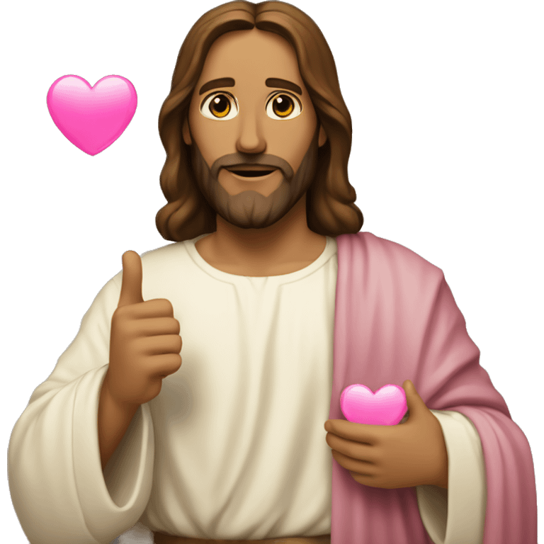 Jesus with a pink heart in his hand emoji