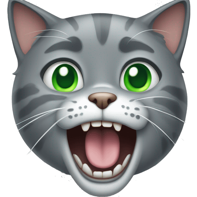 screaming gray cat with green eyes emoji