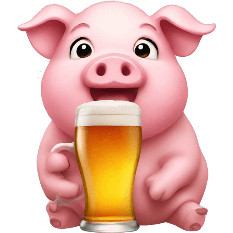 Piggy with beer emoji