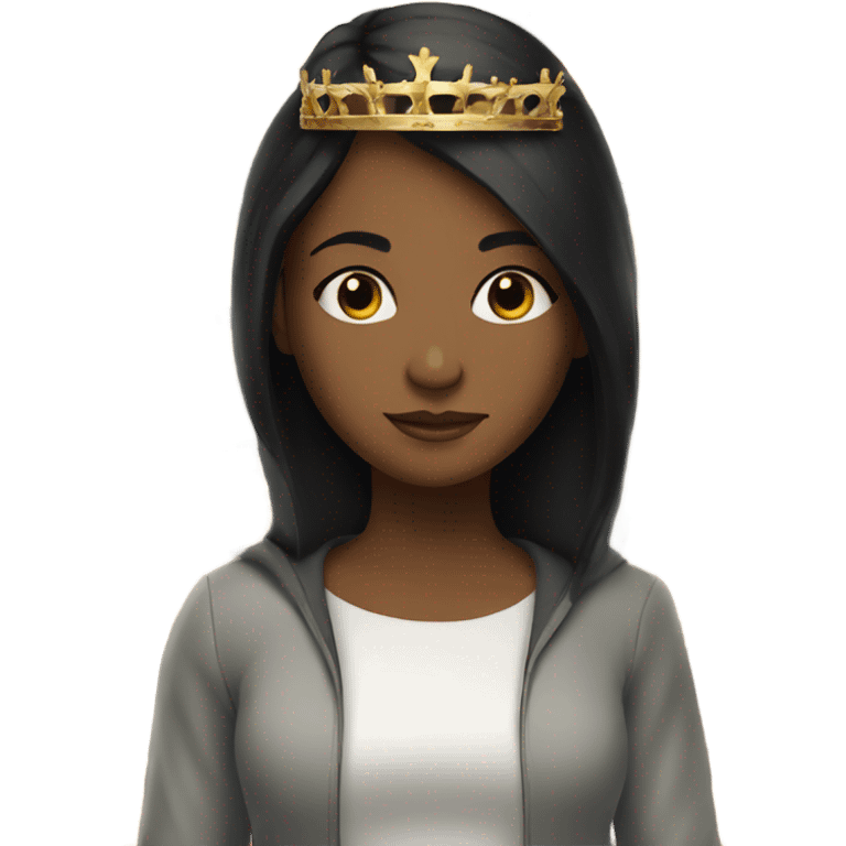 black-haired girl in indoor setting with crown  emoji