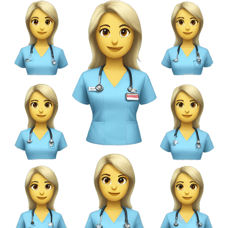 light blue scrub top for nurses with badge "v" emoji