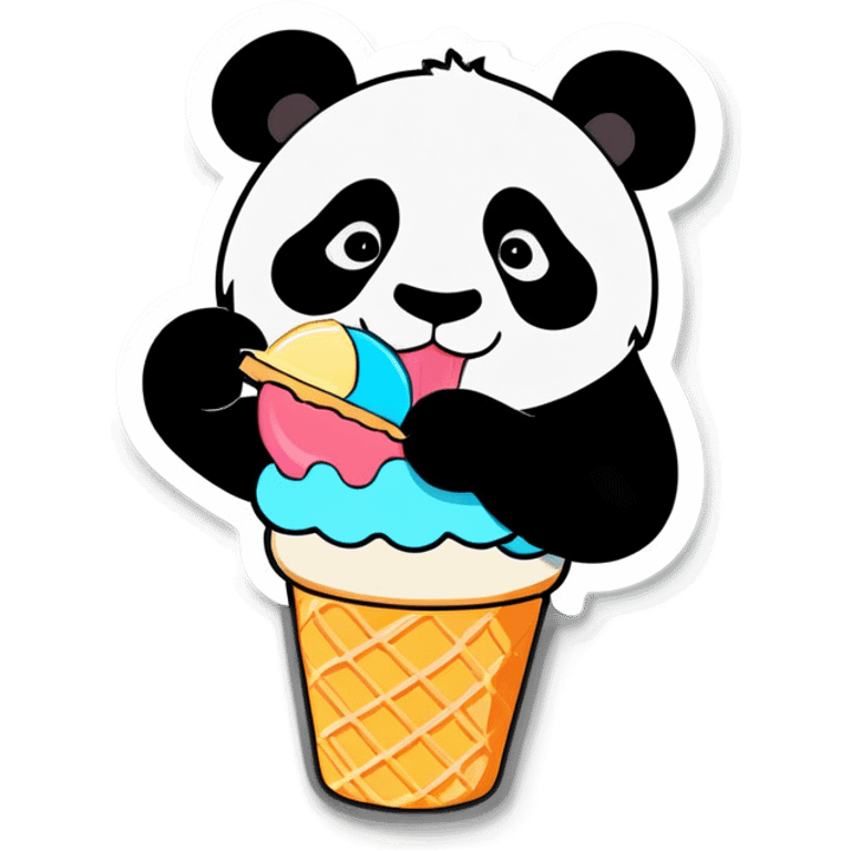 Panda eating ice cream emoji