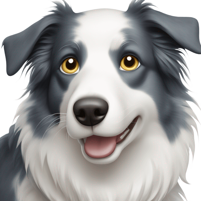 white blond border collie with dots and blue eyes emoji