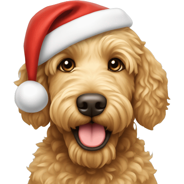 Golden Labradoodle in a Santa hat  emoji