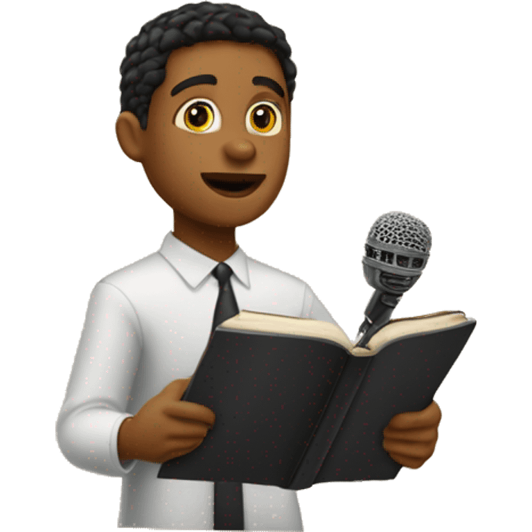 Young Jehovah Witness Preaching at Podium with Bible and Microphone emoji