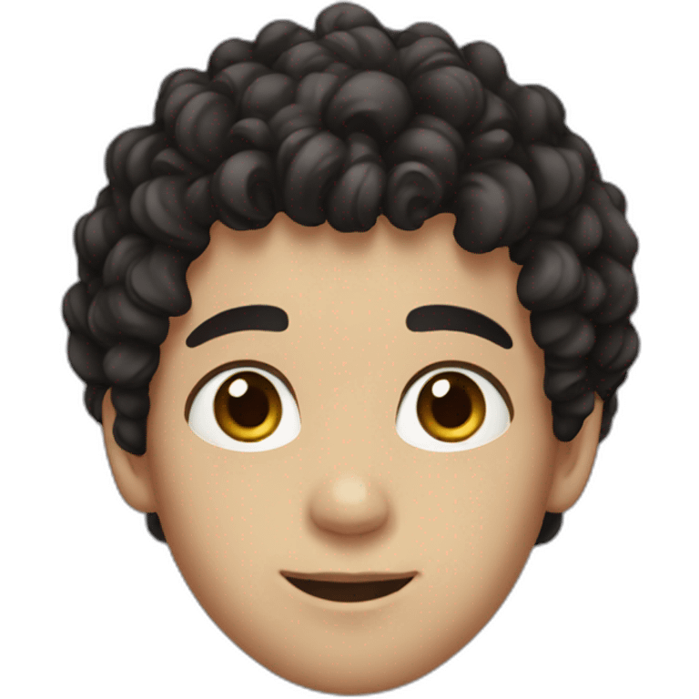 Boy, black curly hair, brown eyes, white skin emoji