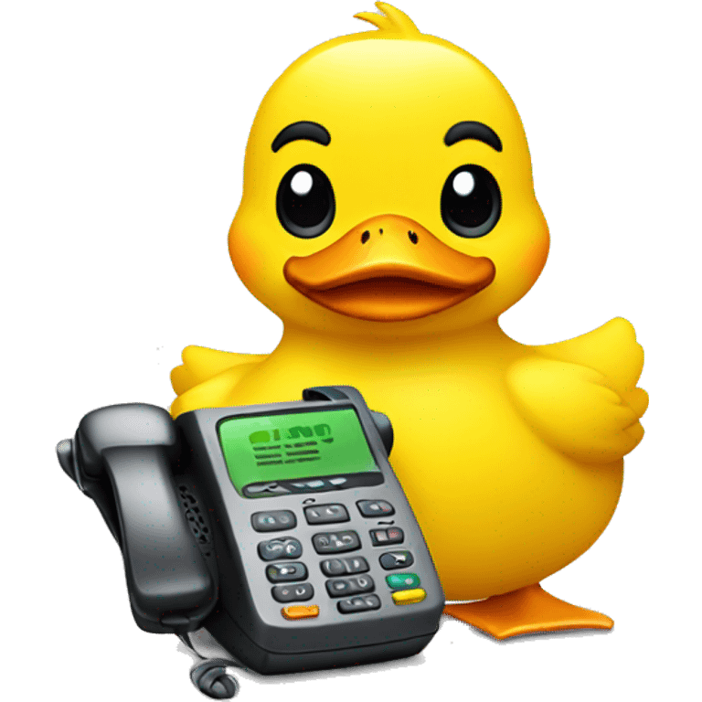 A yellow duck with a phone  emoji