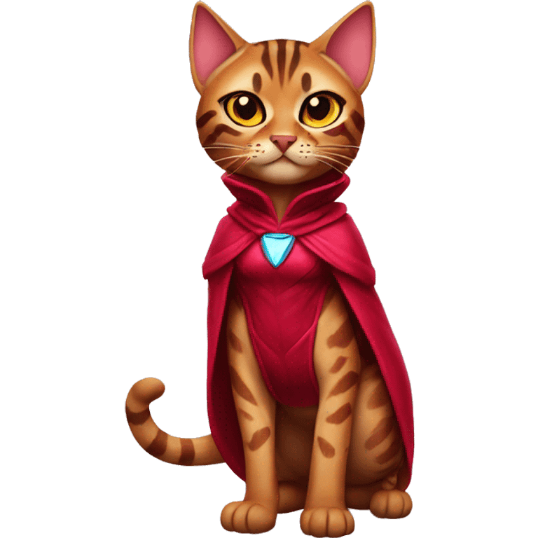 Bengal cat dressed like the scarlet witch emoji