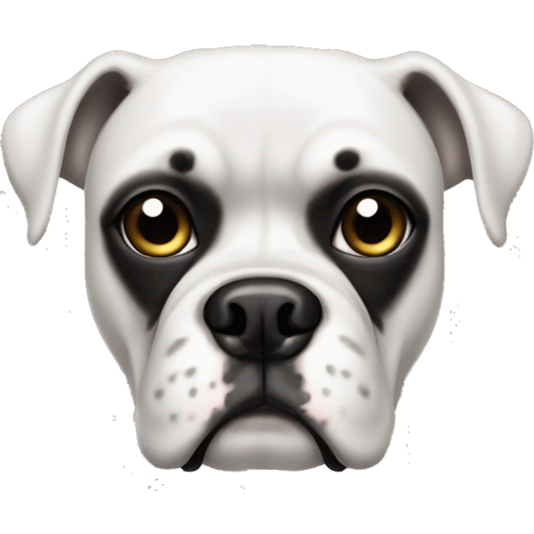 White boxer dog with a black spot in one eye  emoji