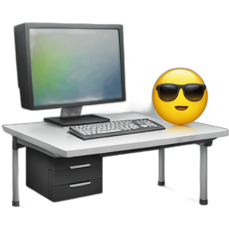 pc workstation with sunglasses emoji