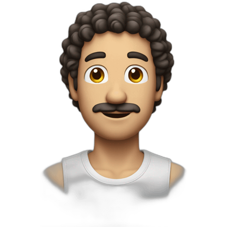 Withe man with curly dark brown hair without no mustache like Man like Mario  emoji