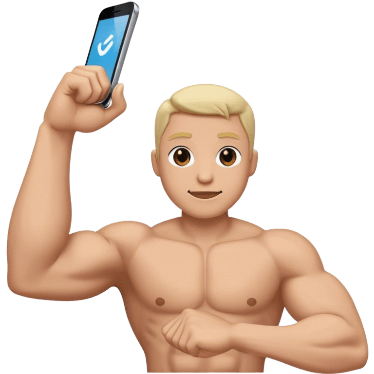 a mobile Phone with arms to the side flexing emoji